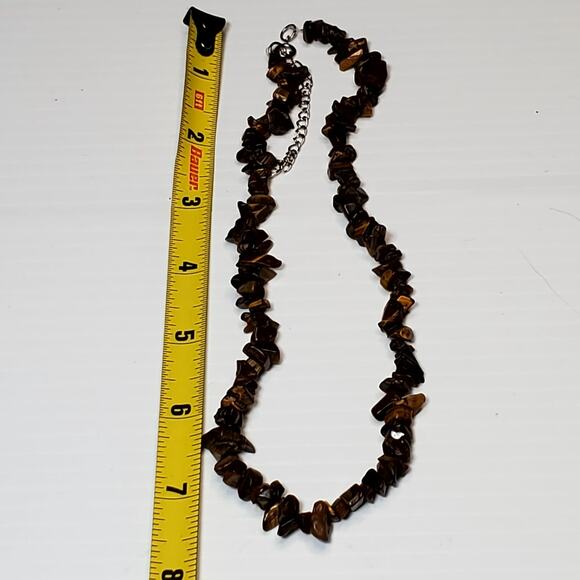 Tigers Eye Beaded Necklace 16" Unsigned Spring Ring Closure - Picture 4 of 4